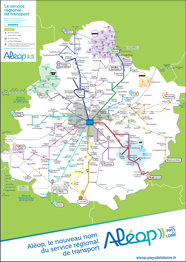 Carte du réseau Aléop en Sarthe